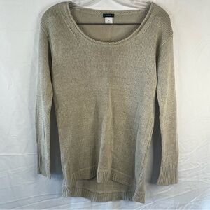 J.CREW 100% linen cream/tan long sleeve knitted top preppy style